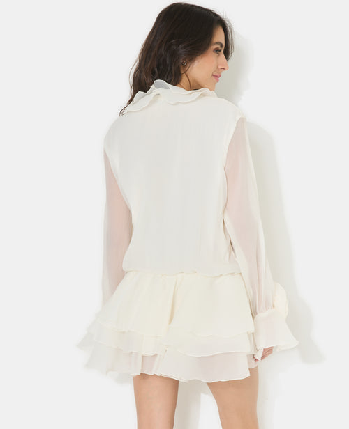 Robe courte en voile avec volants et fleurs - PIMKIE - 6