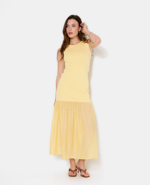 Robe longue en maille avec volant tissu léger - PIMKIE - 1