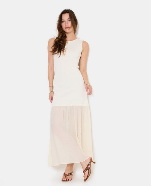 Robe longue en maille avec volant tissu léger - PIMKIE - 1
