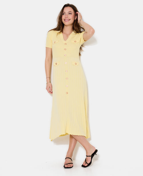 Robe longue en maille avec boutons dorés - PIMKIE - 1