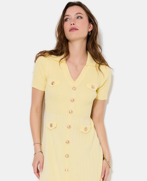 Robe longue en maille avec boutons dorés - PIMKIE - 2