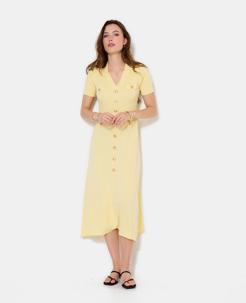 Robe longue en maille avec boutons dorés - PIMKIE - 3