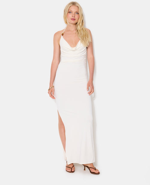 Robe longue dos-nu col bénitier avec perles - PIMKIE - 1