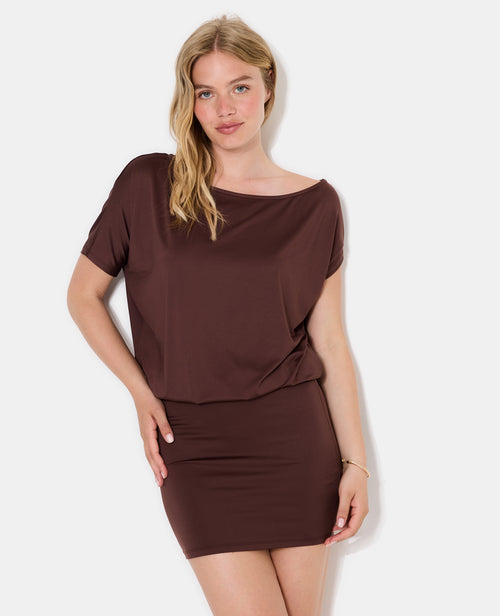 Robe courte asymétrique en maille fluide - PIMKIE - 5