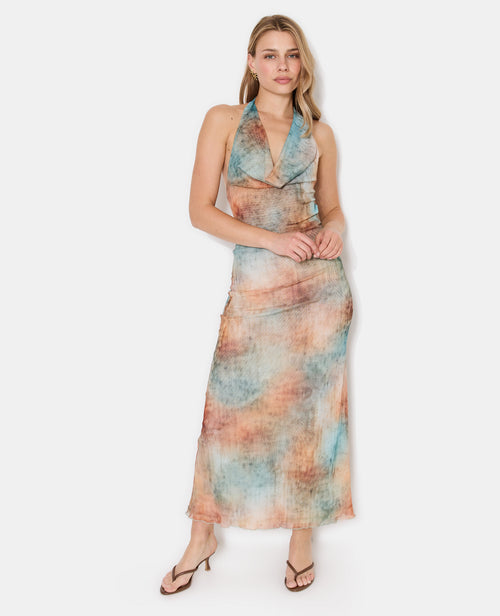 Robe longue dos-nu en résille effet tie and dye - PIMKIE - 1