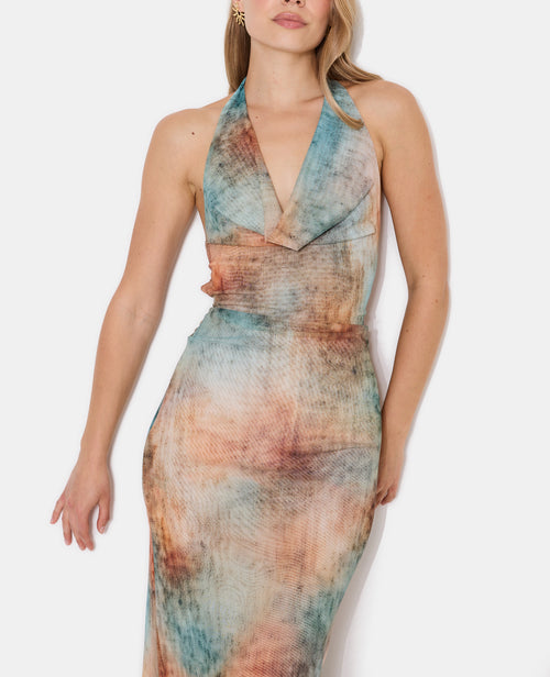 Robe longue dos-nu en résille effet tie and dye - PIMKIE - 2