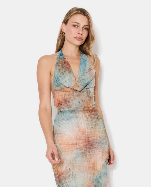 Robe longue dos-nu en résille effet tie and dye - PIMKIE - 3