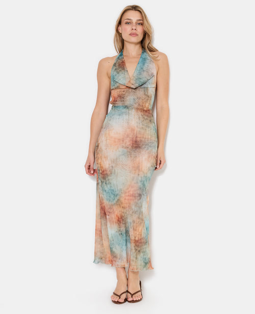 Robe longue dos-nu en résille effet tie and dye - PIMKIE - 5