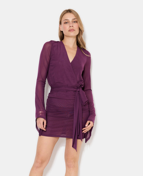 Robe courte en résille croisée devant avec ceinture - PIMKIE - 5