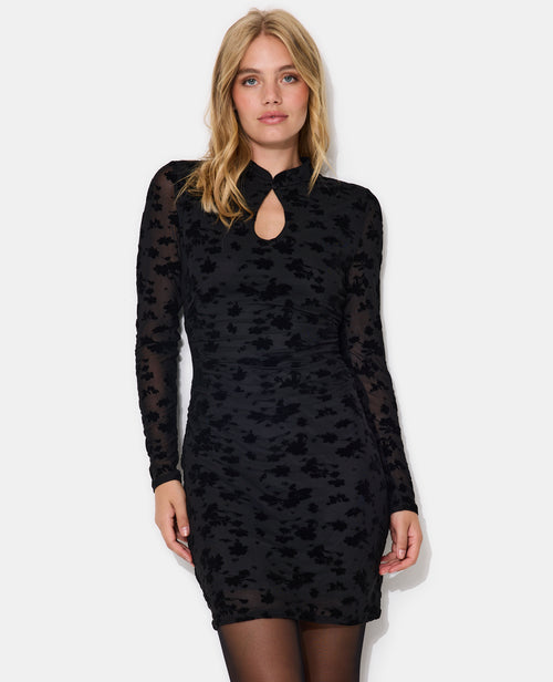 Robe courte esprit Asie en résille flocage fleurs - PIMKIE - 5
