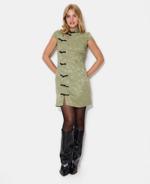 Robe courte esprit Asie en satin boutons brandebourg - PIMKIE - 1