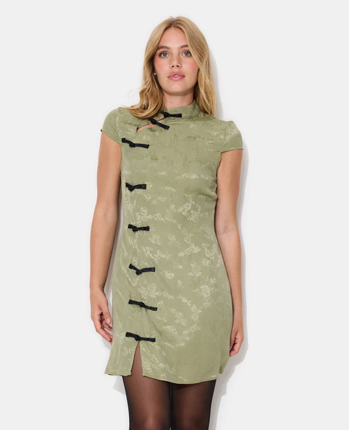 Robe courte esprit Asie en satin boutons brandebourg - PIMKIE - 5