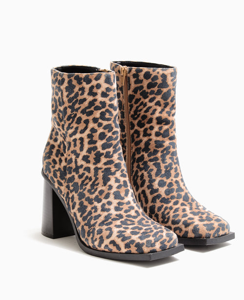 Boots à talons bouts carrés motif léopard - PIMKIE - 1