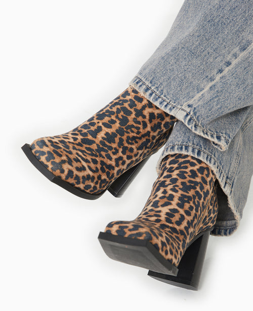 Boots à talons bouts carrés motif léopard - PIMKIE - 6