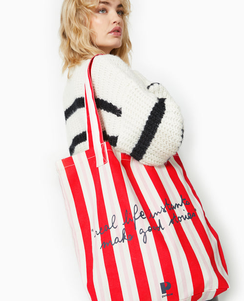 Totebag rayé avec inscription - PIMKIE - 5