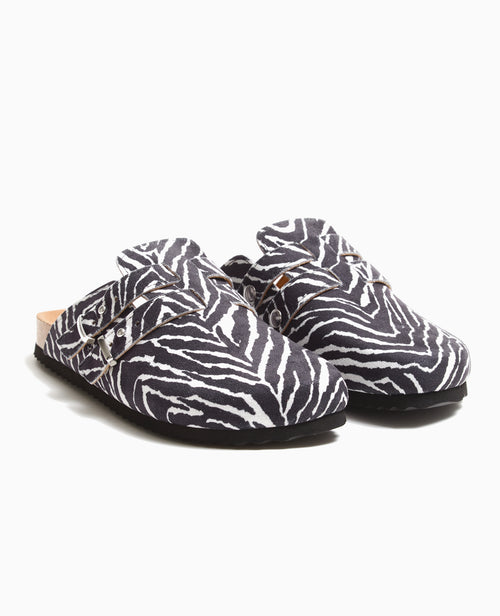 Mules sabots en suédine motif zèbre - PIMKIE - 1