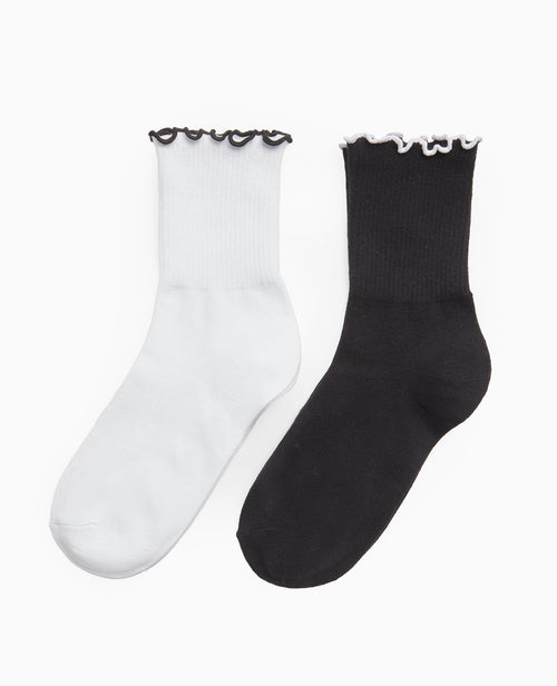 Lot de 2 paires de chaussettes avec bords contrastés - PIMKIE - 1