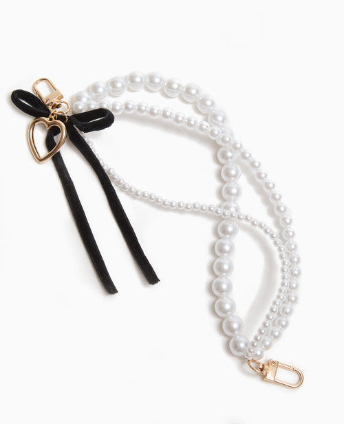 Déco de sac avec perles, cœur et ruban - PIMKIE - 1