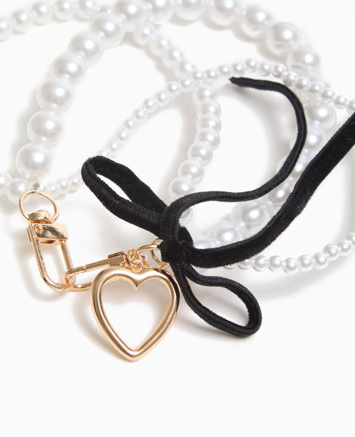 Déco de sac avec perles, cœur et ruban - PIMKIE - 3