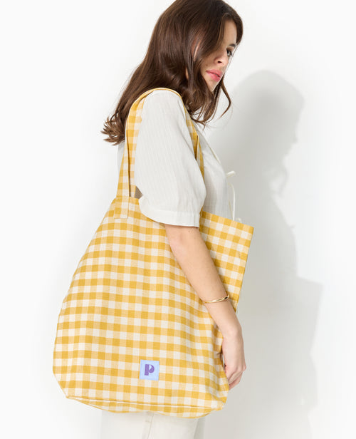 Grand totebag en tissu épais motif vichy - PIMKIE - 3