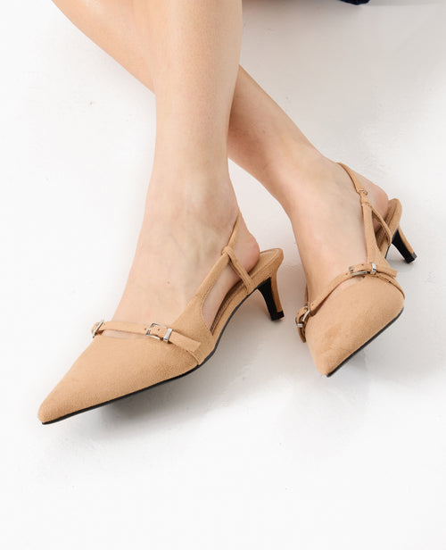 Escarpins bouts pointus talons ouverts en suédine - PIMKIE - 2