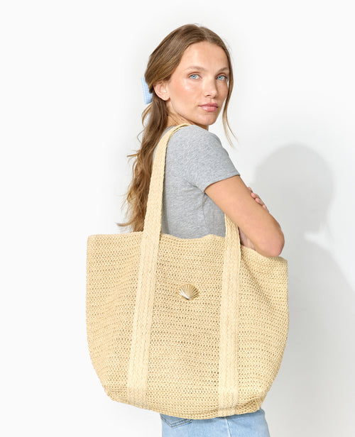 Grand sac cabas en raphia avec boucle coquillage - PIMKIE - 4