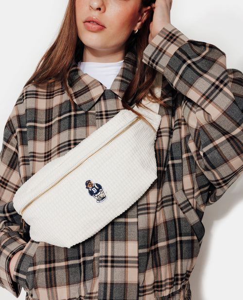 Sac banane en velours avec ourson brodé - PIMKIE - 1