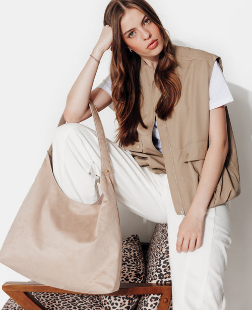 Grand sac en suédine porté épaule - PIMKIE - 1