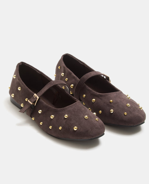 Ballerines en suédine avec clous et bride - PIMKIE - 4