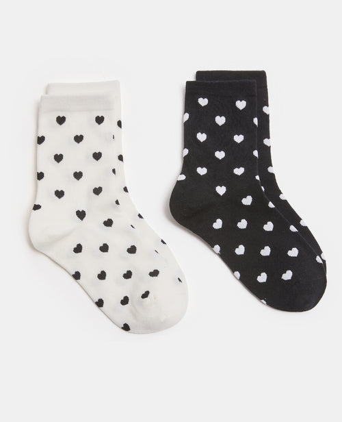 Lot de 2 paires de chaussettes motif cœurs - PIMKIE - 1