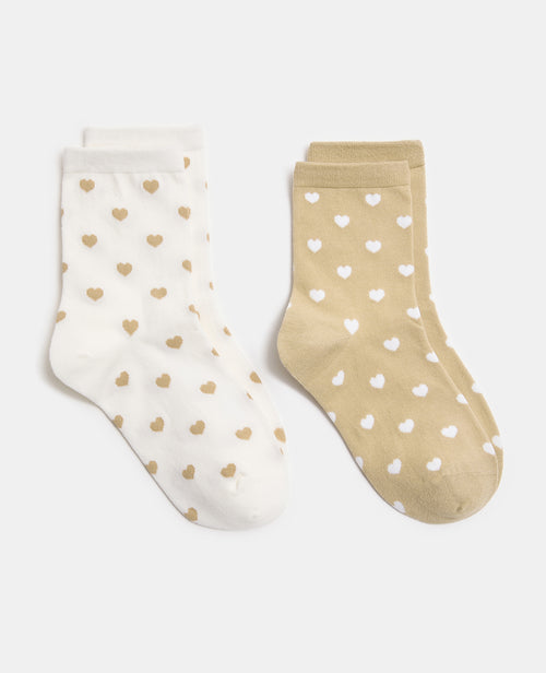 Lot de 2 paires de chaussettes motif cœurs - PIMKIE - 1