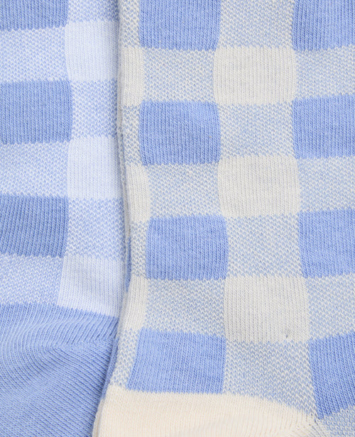 Lot de 2 paires de chaussettes à carreaux bords ondulés - PIMKIE - 3