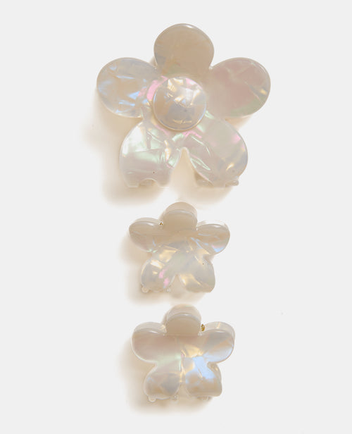 Lot de 3 pinces crocodiles fleurs effet nacre - PIMKIE - 1