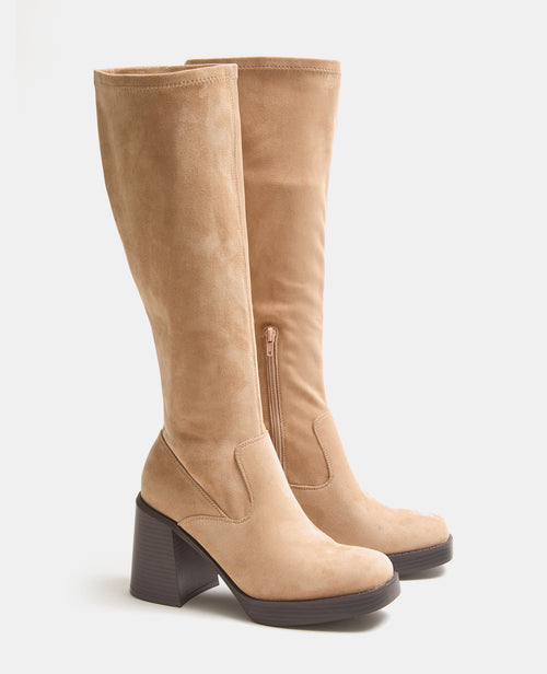 Bottes en suédine semelles plateformes et talons - PIMKIE - 1