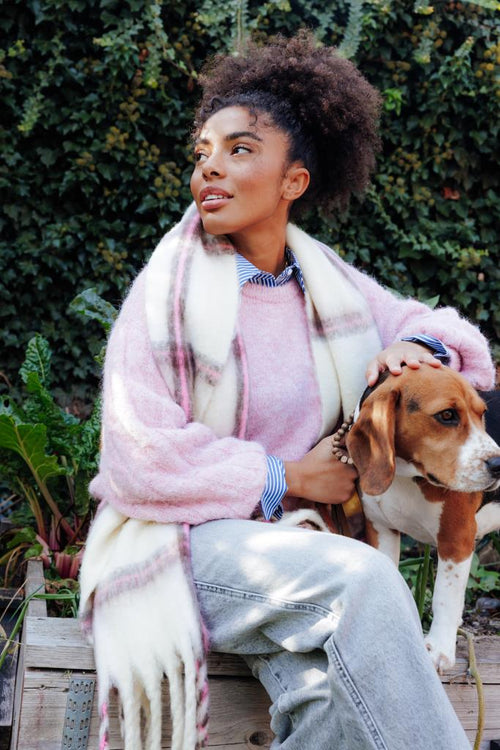 Grande écharpe à carreaux en maille douce - PIMKIE - 1