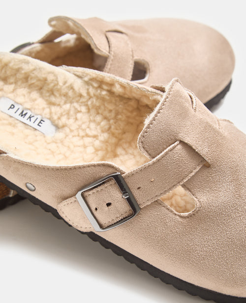 Mules sabots en suédine avec bride et sherpa - PIMKIE - 3