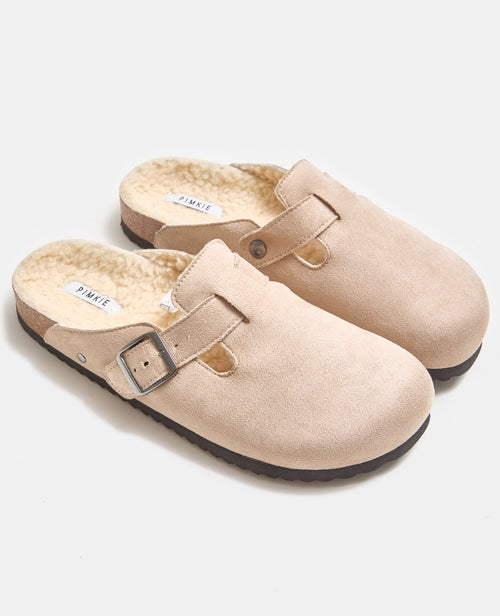 Mules sabots en suédine avec bride et sherpa - PIMKIE - 4