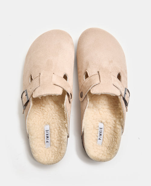 Mules sabots en suédine avec bride et sherpa - PIMKIE - 6