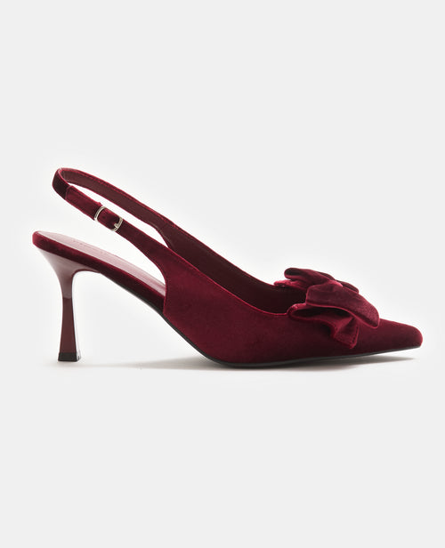 Escarpins pointus en velours avec nœud - PIMKIE - 4