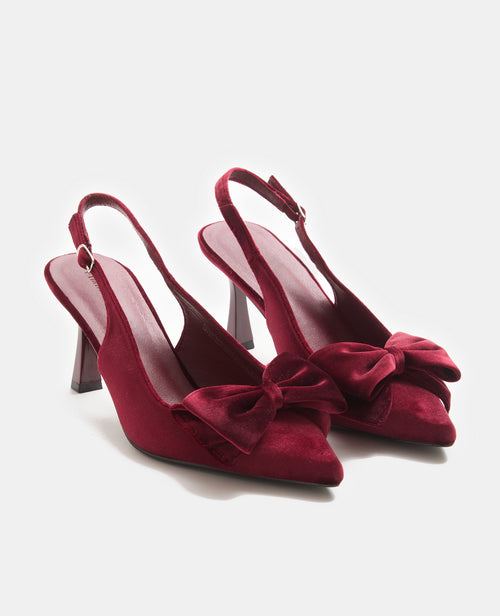 Escarpins pointus en velours avec nœud - PIMKIE - 4