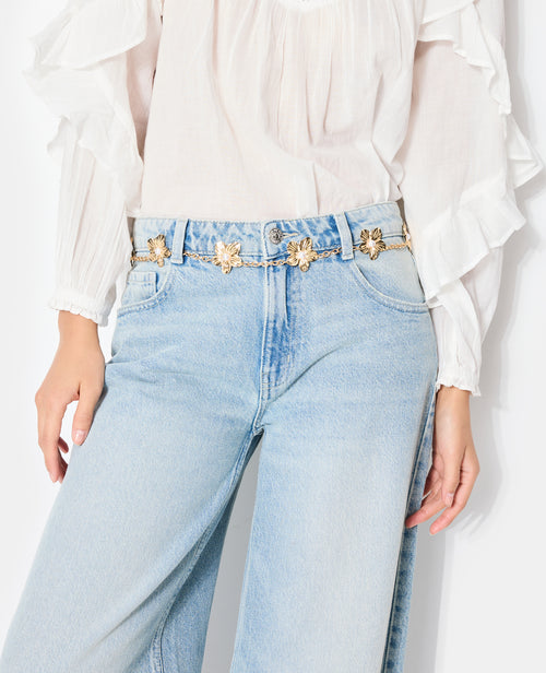 Ceinture chaîne avec fleurs ibiscus et perles - PIMKIE - 2