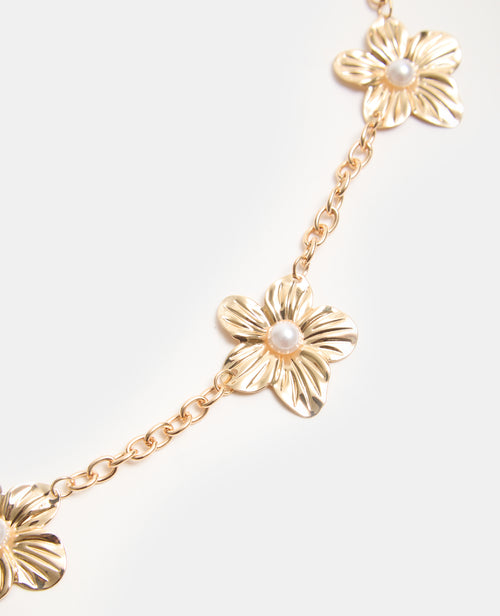 Ceinture chaîne avec fleurs ibiscus et perles - PIMKIE - 3