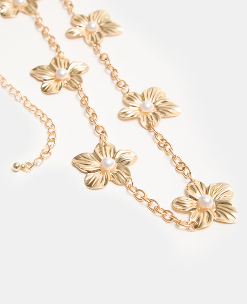 Ceinture chaîne avec fleurs ibiscus et perles - PIMKIE - 4