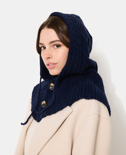 Cagoule en maille torsadée avec col boutonné - PIMKIE - 2