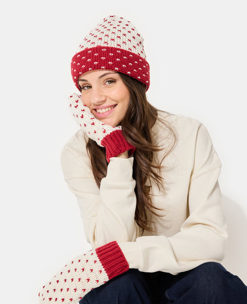Bonnet en tricot avec cœurs - PIMKIE - 1