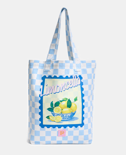 Tote bag en toile damiers avec citrons - PIMKIE - 1