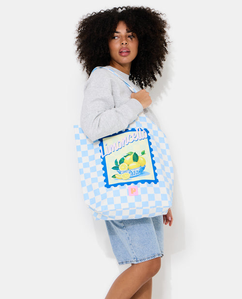 Tote bag en toile damiers avec citrons - PIMKIE - 2