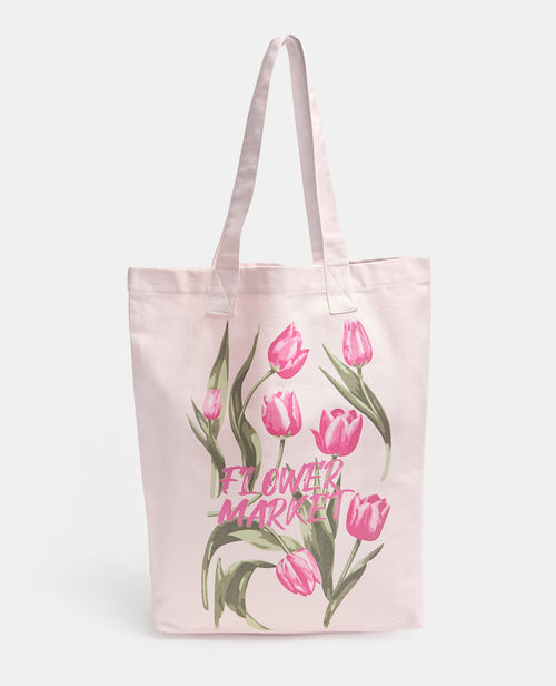 Tote bag en toile avec motifs Tulipes - PIMKIE - 1