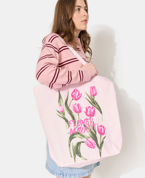 Tote bag en toile avec motifs Tulipes - PIMKIE - 2