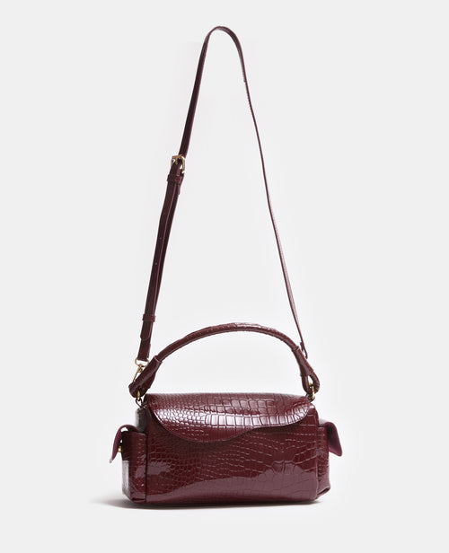 Sac effet croco verni avec poignée et bandoulière - PIMKIE - 1